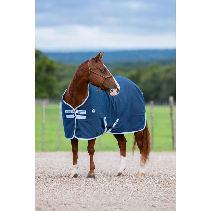 Amigo Polyester Stable Sheet - Navy/Silver 2 Amigo Polyester Stable Sheet - Navy/Silver - Image 2