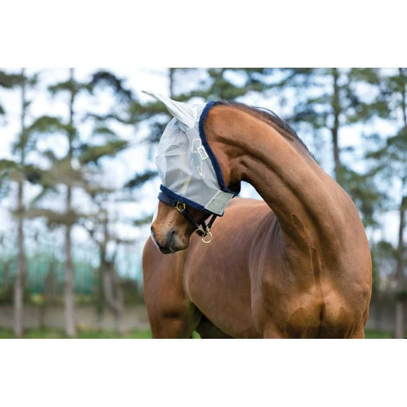 Amigo Finemesh Fly Mask - Silver/Navy 1 Amigo Finemesh Fly Mask - Silver/Navy