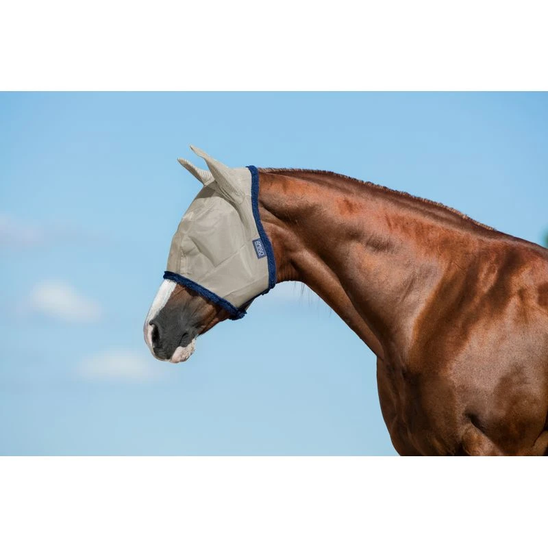 Amigo Fly Mask - Oatmeal/Navy 1 Amigo Fly Mask - Oatmeal/Navy