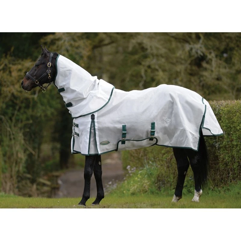 Weatherbeeta Comfitec Dura-Mesh Detach A Neck Fly Sheet - White/Green 1 Weatherbeeta Comfitec Dura-Mesh Detach A Neck Fly Sheet - White/Green