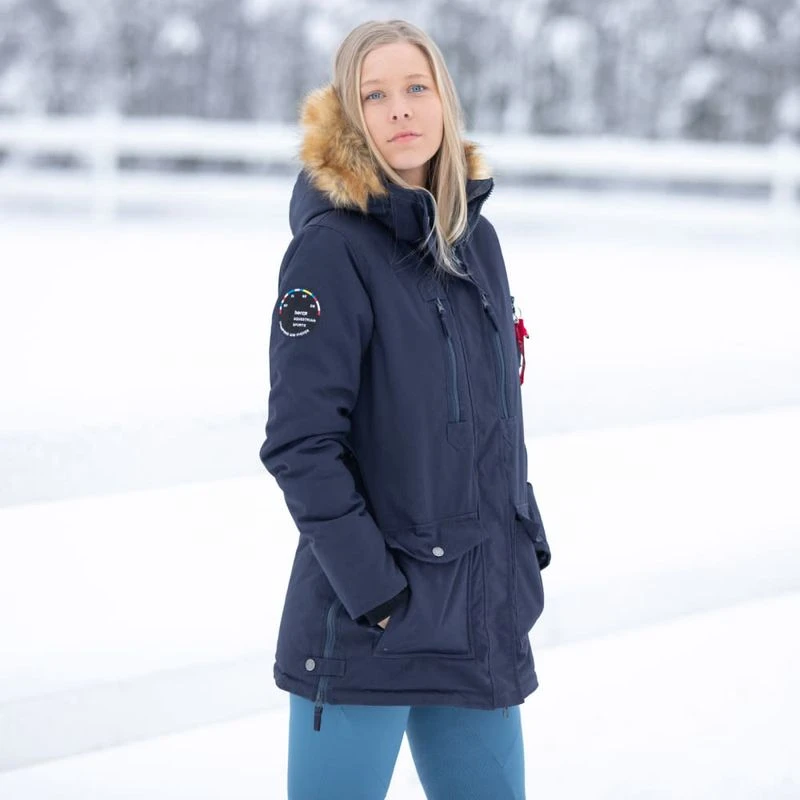 Horze Women's Brooke Long Parka Jacket - Dark Navy 2 Horze Women's Brooke Long Parka Jacket - Dark Navy - Image 2
