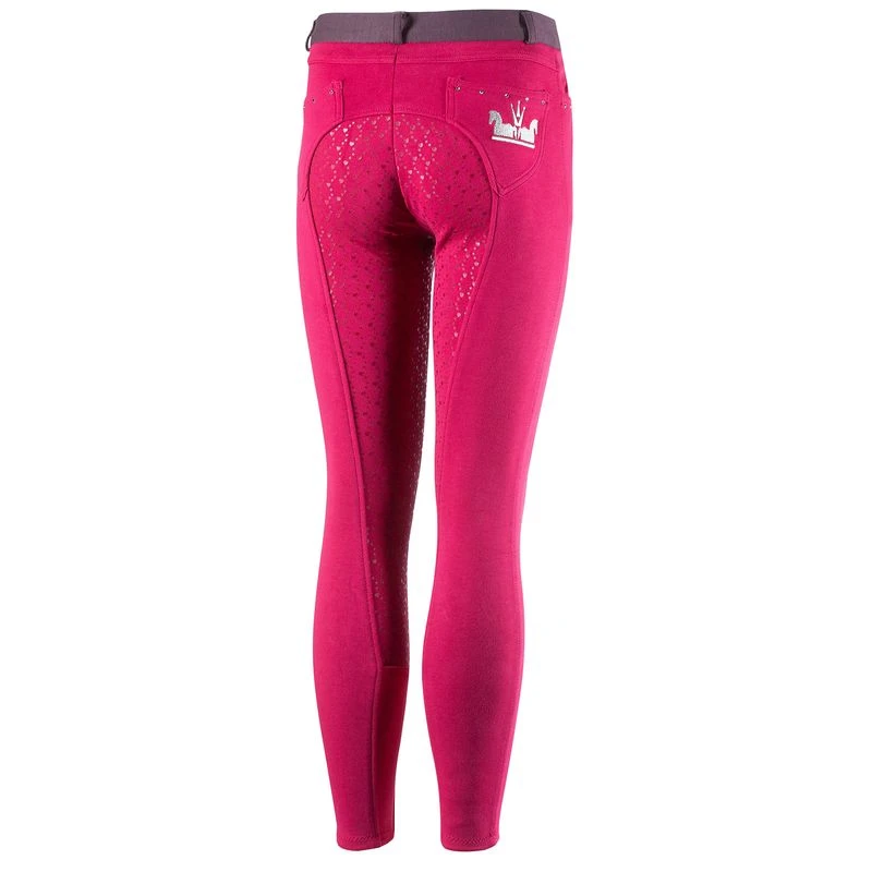 Horze Kids' Lilian Full Seat Breeches - Cerise Red/Plum Perfect 2 Horze Kids' Lilian Full Seat Breeches - Cerise Red/Plum Perfect - Image 2