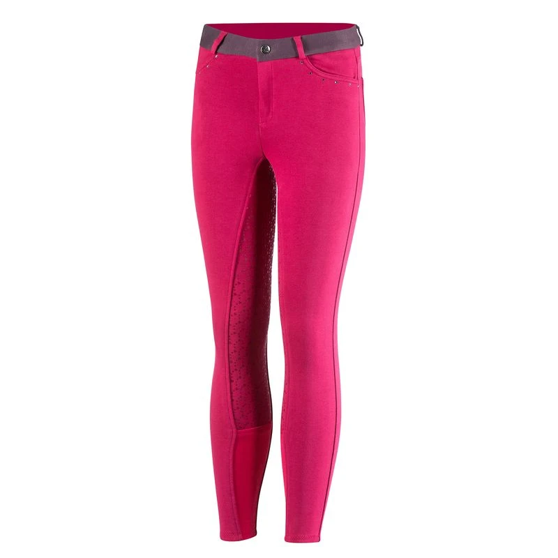 Horze Kids' Lilian Full Seat Breeches - Cerise Red/Plum Perfect 3 Horze Kids' Lilian Full Seat Breeches - Cerise Red/Plum Perfect - Image 3