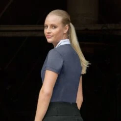 Horze Women's Blaire Short Sleeved Sun Show Shirt - Dark Navy -Kensington Shop 376813 800 800