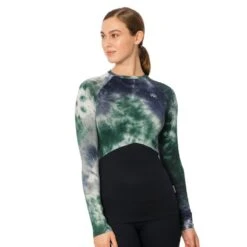 Horseware Women's Jade Crewneck Tech Baselayer - Green/Navy Tie Dye