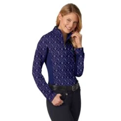 Romfh Women's Chill Factor Printed Long Sleeve Sun Shirt - Sand/Seahorse/Navy