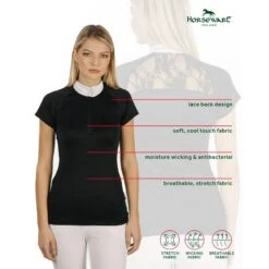 Horseware Women's Sara Jersey Short Sleeve Competition Shirt - Black 6 Horseware Women's Sara Jersey Short Sleeve Competition Shirt - Black -Kensington Shop 398277 800 800