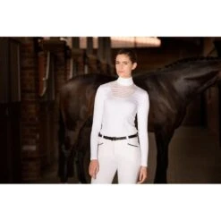 Horseware Women's Lisa Technical Long Sleeve Competition Shirt - White -Kensington Shop 398380 800 800