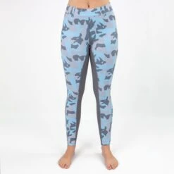 Irideon Women's Horsehead Camo Knee Patch Tights - Energy Blue