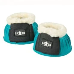 Saxon Fleece Trim Rubber Bell Boots - Turquoise/White