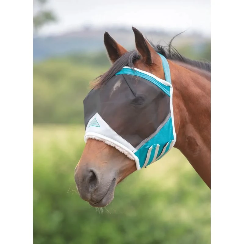 Shires Fine Mesh Earless Fly Mask - Teal 1 Shires Fine Mesh Earless Fly Mask - Teal
