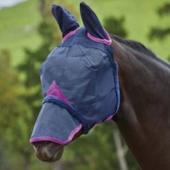Weatherbeeta Comfitec Durable Mesh Mask W/Ears & Nose - Navy/Purple
