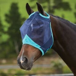 Weatherbeeta Comfitec Fine Mesh Mask - Navy/Turquoise