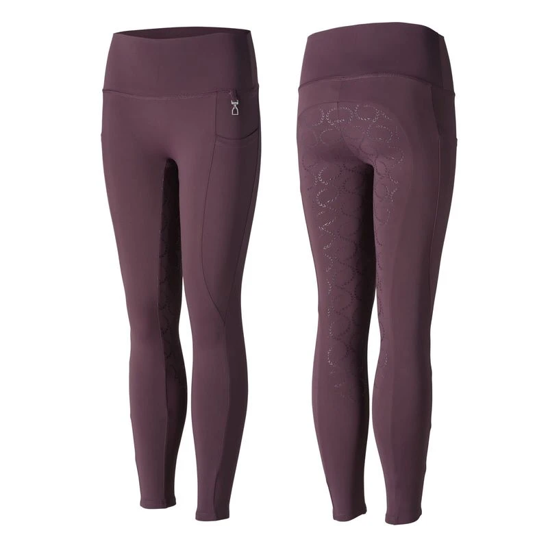 Horze Kids' Gillian Silicone Full Seat Tights - Vineyard Wine Red 1 Horze Kids' Gillian Silicone Full Seat Tights - Vineyard Wine Red