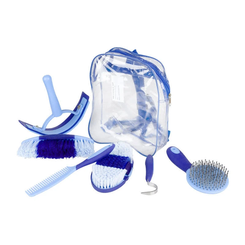 Horze Sweet Grooming Set In Carry Bag - Blue/Light Blue 1 Horze Sweet Grooming Set In Carry Bag - Blue/Light Blue