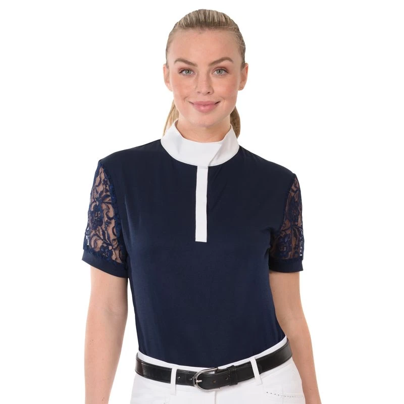Ovation Women's Elegance Lace Show Shirt - Navy 1 Ovation Women's Elegance Lace Show Shirt - Navy