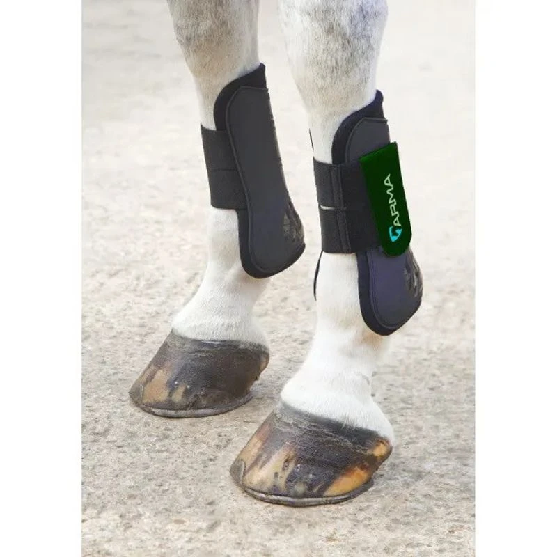 Shires ARMA Tendon Boots - Black/Green 1 Shires ARMA Tendon Boots - Black/Green