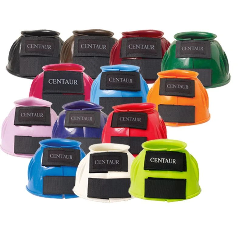 Centaur PVC Ribbed Double Hook And Loop Bell Boots - Brown 2 Centaur PVC Ribbed Double Hook And Loop Bell Boots - Brown - Image 2