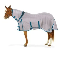 Ovation Super Fly Sheet W/Attached Neck And Belly Cover - Grey/Teal