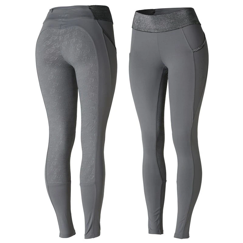 Horze Women's Radiance Silicone Full Seat Tights - Grey 1 Horze Women's Radiance Silicone Full Seat Tights - Grey
