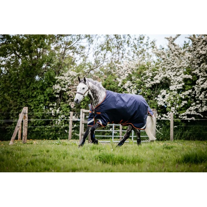 Rambo Original Turnout W/Leg Arches 100g - Navy/Orange/Tan/Brown 1 Rambo Original Turnout W/Leg Arches 100g - Navy/Orange/Tan/Brown