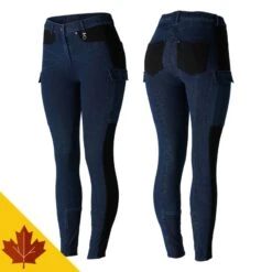 Horze Women's Limited Edition Ivy Full Seat Cargo Breeches - Dark Blue/Black