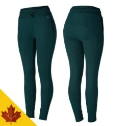 Horze Women's Sara Organic Cotton Tights - Ponderosa Pine Dark Green