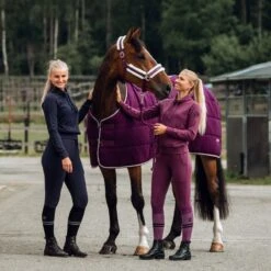 Horze Women's Elinor Cotton Stretch Riding Tights - Eggplant Dark Purple -Kensington Shop 452565 800 800