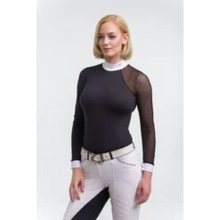 Cavalliera Women's Modern Dame Long Sleeve Show Shirt - Black/Black/Bordeaux