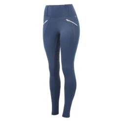 Horze Women's Enora Winter Full Seat Tights W/Shiny Zippers - Dark Blue -Kensington Shop 475932 800 800