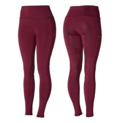 Horze Women's Roselina Full Seat Tights W/Crystal Details - Poppy Red