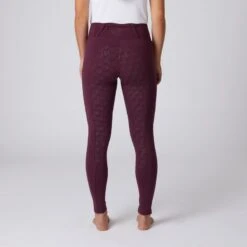 Horze Women's Enora Winter Full Seat Tights W/Shiny Zippers - Dark Red -Kensington Shop 476350 800 800