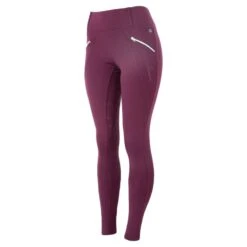 Horze Women's Enora Winter Full Seat Tights W/Shiny Zippers - Dark Red -Kensington Shop 476353 800 800