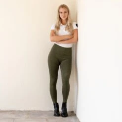 Horze Women's Vanessa Slimming Seamless Tights - Dark Lichen Green -Kensington Shop 476830 800 800