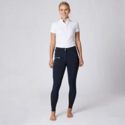 Horze Women's High Waist Bit Print Silicone Full Seat Breeches - Dark Blue -Kensington Shop 477468 800 800