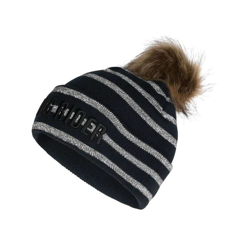 Horze Kids' Terry Reflective Knitted Hat - Dark Navy 2 Horze Kids' Terry Reflective Knitted Hat - Dark Navy - Image 2