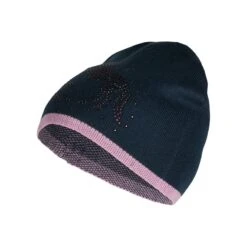 Horze Kids' Keona Crystal Beanie - Dark Navy/Arty Purple
