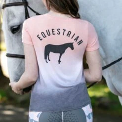 Irideon Women's Dip Dye Equestrian Swing Tee - Radiant Peach