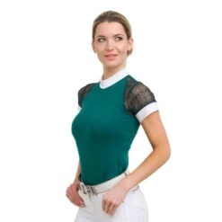 Cavalliera Women's Contessa Short Sleeve Show Shirt - Emerald -Kensington Shop 496621 800 800