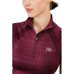 Horseware Women's Aveen Half Zip Short Sleeve Tech Top - Beetroot -Kensington Shop 496795 800 800