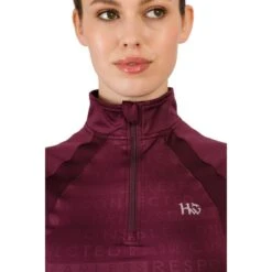 Horseware Women's Aveen Half Zip Short Sleeve Tech Top - Beetroot -Kensington Shop 496796 800 800