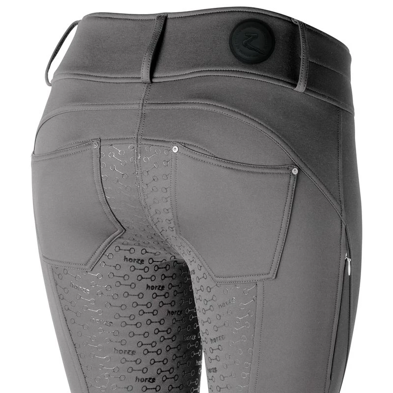 Horze Kids' Rhea Full Seat Thermo Breeches W/Back Pockets - Charcoal Grey 2 Horze Kids' Rhea Full Seat Thermo Breeches W/Back Pockets - Charcoal Grey - Image 2