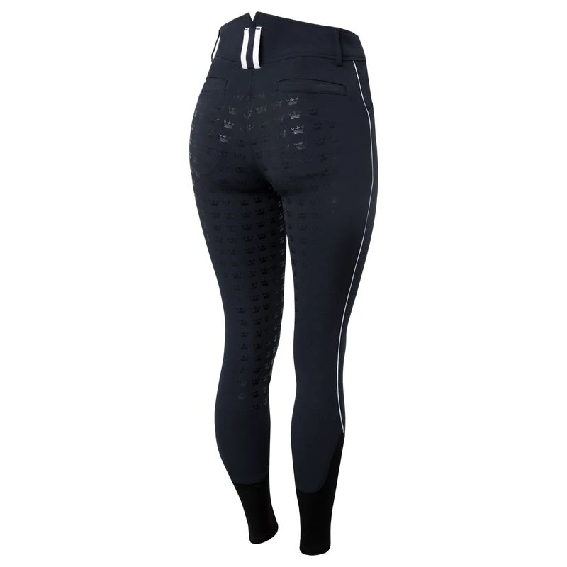 Horze Women's High Waist Full Seat Breeches W/Silicone Piping - Dark Navy 2 Horze Women's High Waist Full Seat Breeches W/Silicone Piping - Dark Navy - Image 2