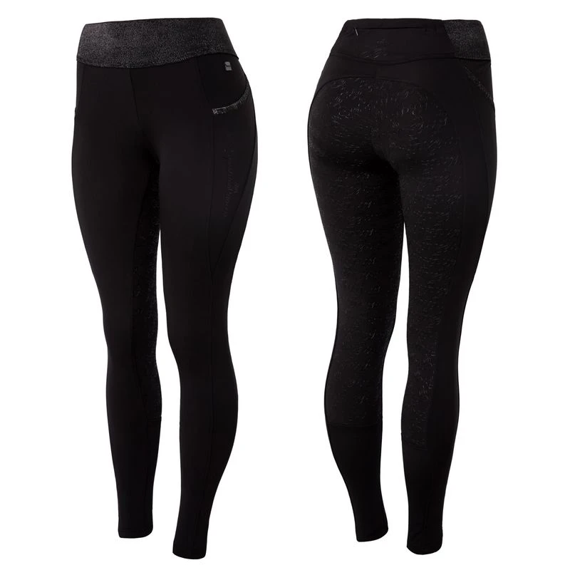 Horze Women's Tights W/Black Glitter - Black 1 Horze Women's Tights W/Black Glitter - Black