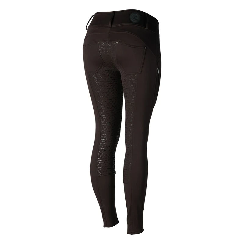Horze Kids' Rhea Full Seat Thermo Breeches W/Back Pockets - After Dark Brown 3 Horze Kids' Rhea Full Seat Thermo Breeches W/Back Pockets - After Dark Brown - Image 3