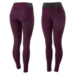 Horze Women's Winter Tights W/Black Glitter - Dark Red