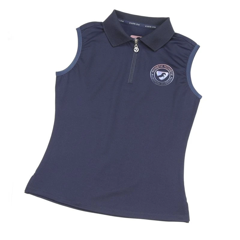 Shires Aubrion Kids' Harrow Sleeveless Polo Shirt - Dark Navy 1 Shires Aubrion Kids' Harrow Sleeveless Polo Shirt - Dark Navy
