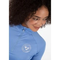 Shires Aubrion Women's Highgate Short Sleeve 1/4 Zip Shirt - Sky Blue -Kensington Shop 514324 800 800