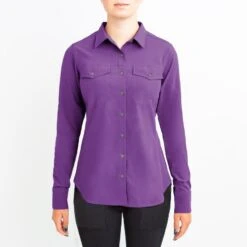 Irideon Women's Aspen Long Sleeve Trail Shirt - Purple Hibiscus