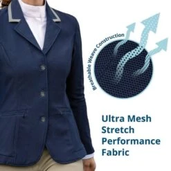 Ovation Women's Signature AirFlex Coat W/Contrast Collar - Navy/Grey -Kensington Shop 529460 800 800